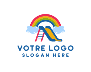 Preschool - Rainbow Slide Playground logo design