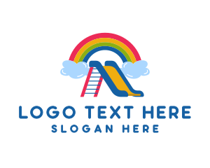 Child - Rainbow Slide Playground logo design