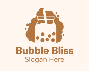 Boba Milk Tea Bubble logo design