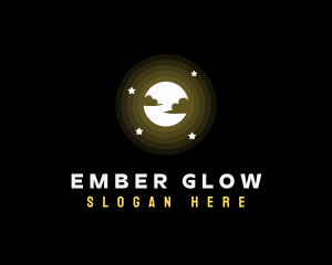 Full Moon Glow Stars logo design