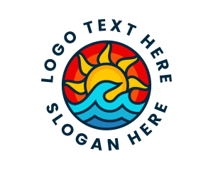 Rising - Sunny Ocean Wave logo design