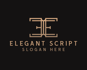 Gold Hotel Boutique Letter E logo design