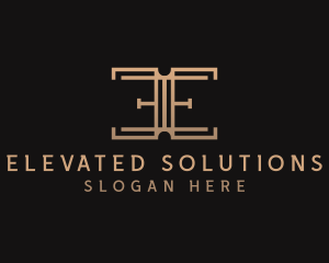 Gold Hotel Boutique Letter E logo design