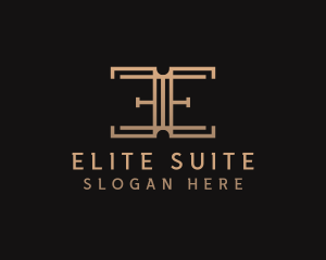 Gold Hotel Boutique Letter E logo design