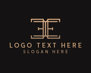 Interior Designer - Gold Hotel Boutique Letter E logo design