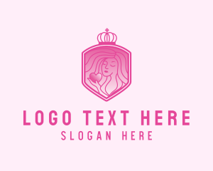 Aesthetic - Beautiful Woman Crown Crest logo design