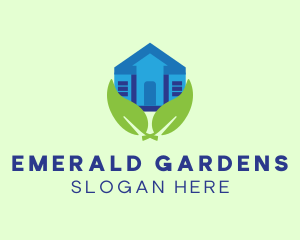 Lawn Care Leaf House logo design