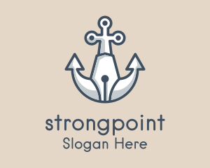 Ship - Nautical Anchor Pen logo design