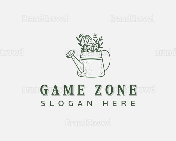 Floral Watering Can Sprinkler Logo