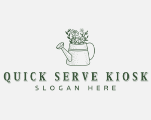 Floral Watering Can Sprinkler Logo