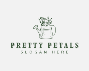 Floral Watering Can Sprinkler logo design