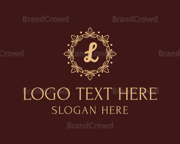 Lotus Flower Leaf Wreath Logo