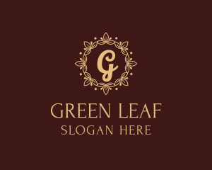 Lotus Flower Leaf Wreath logo design