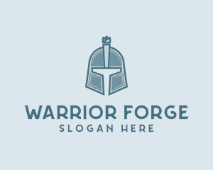 Warrior Helmet Fighter logo design