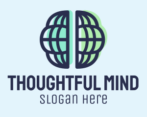 Thinking - International Brain Globe logo design