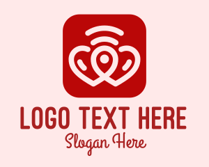 Dating Chat - Heart Signal Location App logo design