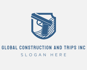 Hunting - Blue Gun Weapon logo design