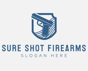 Blue Gun Weapon logo design