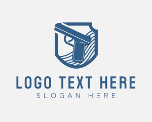 Secure - Blue Gun Weapon logo design
