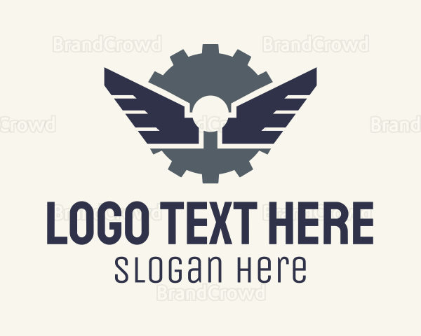 Mechanical Gear Wings Logo