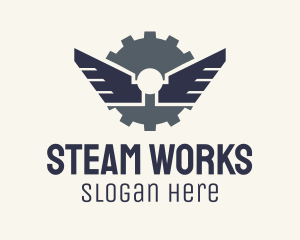 Steampunk - Mechanical Gear Wings logo design