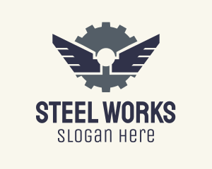 Mechanical Gear Wings logo design