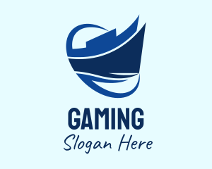 Blue Silhouette Ship Logo