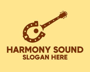 Acoustic - Brown Horseshoe Guitar logo design