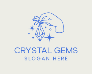 Sparkle Crystal Hand  logo design