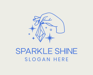 Sparkle Crystal Hand  logo design