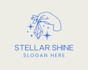 Sparkle Crystal Hand  logo design