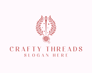 Sewing Thread Wreath  logo design