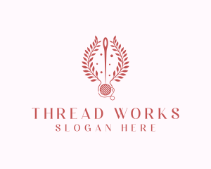 Sewing Thread Wreath  logo design