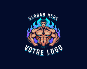 Military Training - Flame Muscle Man logo design