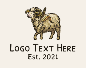 Sheep - Ram Wheat Mill Barn logo design
