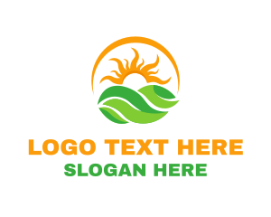Green Sun - Sun Leaf Circle logo design