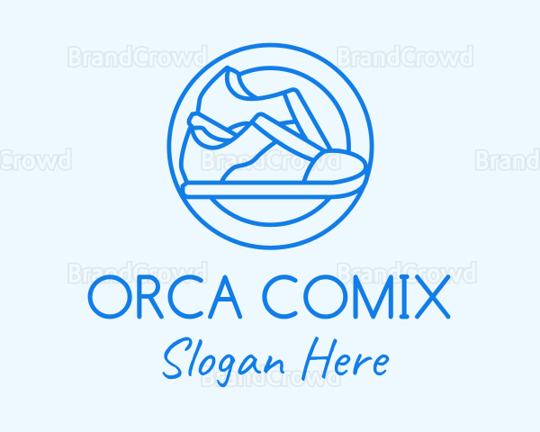 Blue Minimalist Sneakers Logo