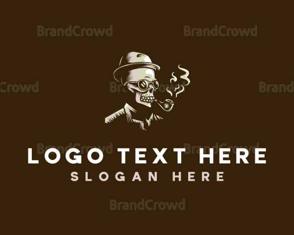 Smoking Skull Hipster Logo