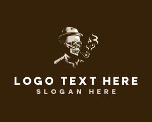 Smoking Skull Hipster Logo