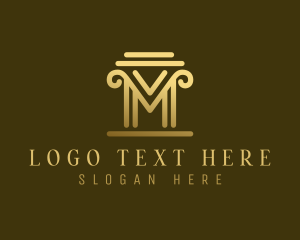 Simple Column Pillar Letter M logo design