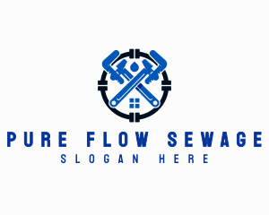Sewage - Plumber Pipe Wrench logo design
