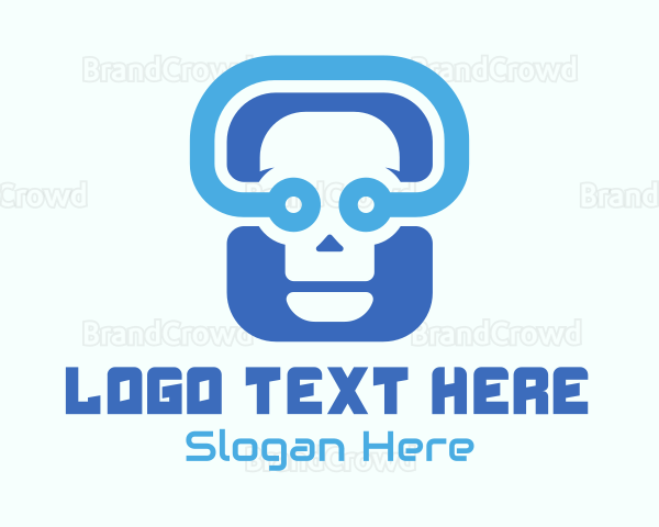 Blue Tech Skull Logo