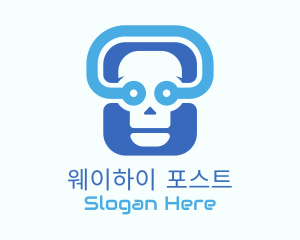 Blue Tech Skull  logo design