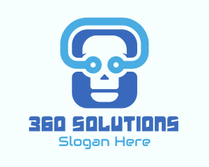 Blue Tech Skull  logo design