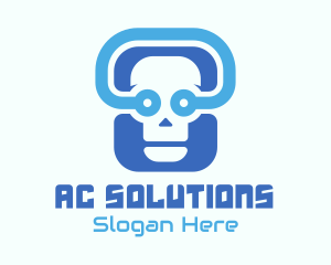 Blue Tech Skull  logo design