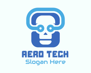 Blue Tech Skull  logo design