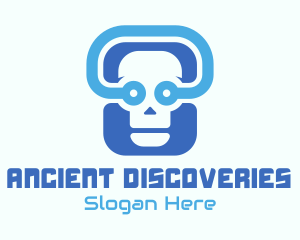 Blue Tech Skull  logo design