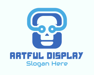 Blue Tech Skull  logo design