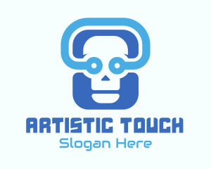 Blue Tech Skull  logo design