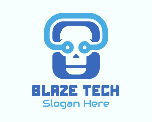 Blue Tech Skull  logo design